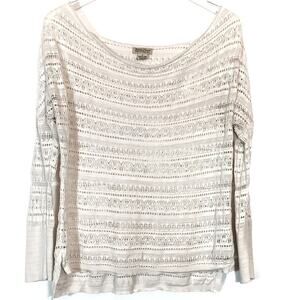 Lucky Brand Long Sleeve Sheer‎ Wool Blend Crochet Top Womens Size S